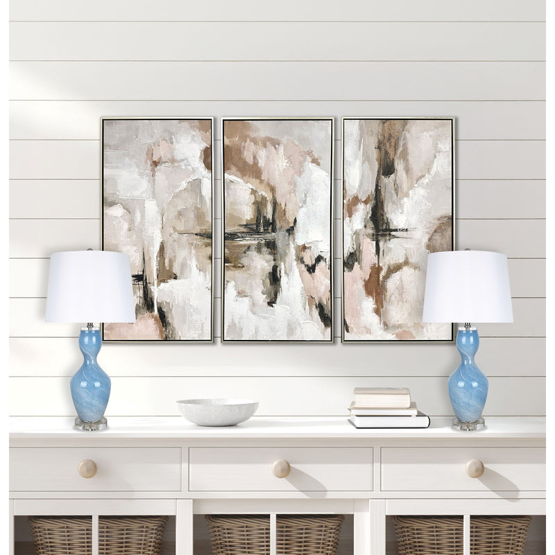 Classy Living Azure Elegance 27in Table Lamp Set of 2 | Modern Blue and White Art Glass with Clear Crystal | Bedside & Reading Nook | Model ECL3286