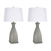 Classy Living Sage Elegance 27in Table Lamp Set of 2 | Contemporary Frosted Sage Green Art Glass with Crystal | Bedside & Console | Model ECL3288