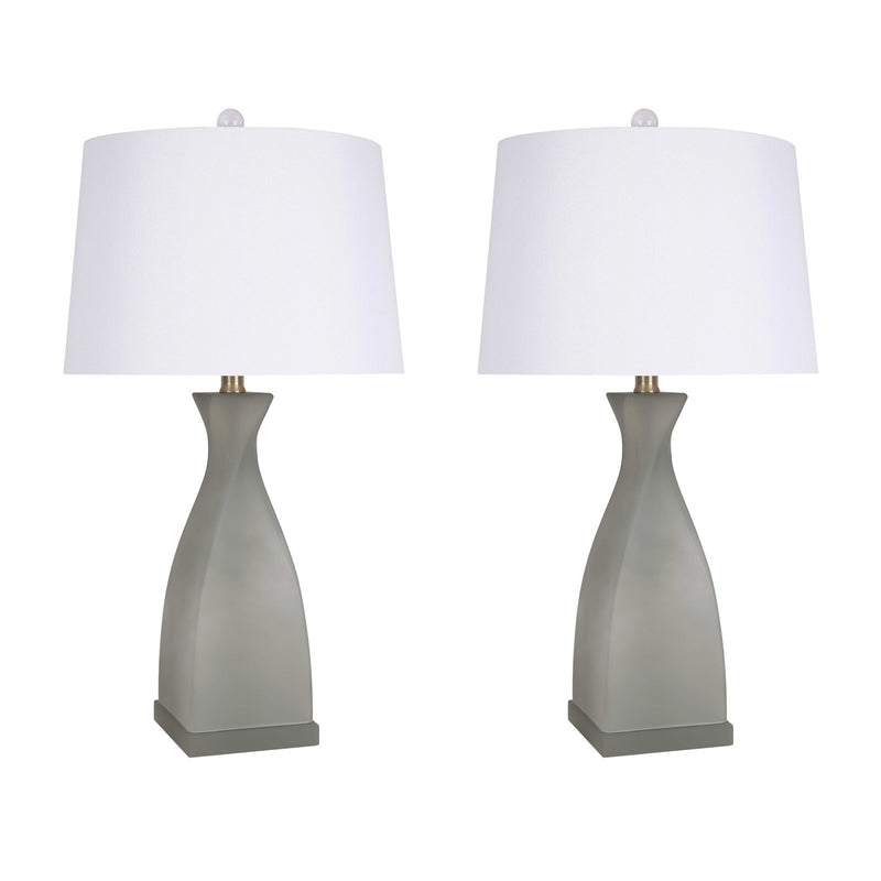 Classy Living Sage Elegance 27in Table Lamp Set of 2 | Contemporary Frosted Sage Green Art Glass with Crystal | Bedside & Console | Model ECL3288