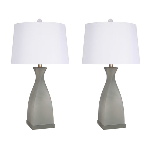 Classy Living Sage Elegance 27in Table Lamp Set of 2 | Contemporary Frosted Sage Green Art Glass with Crystal | Bedside & Console | Model ECL3288