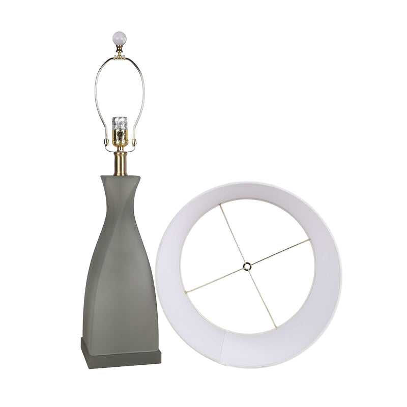Classy Living Sage Elegance 27in Table Lamp Set of 2 | Contemporary Frosted Sage Green Art Glass with Crystal | Bedside & Console | Model ECL3288