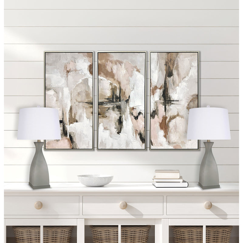 Classy Living Sage Elegance 27in Table Lamp Set of 2 | Contemporary Frosted Sage Green Art Glass with Crystal | Bedside & Console | Model ECL3288