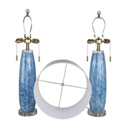 Classy Living Azure Drift 30in Table Lamp Set of 2 | Transitional Blue and White Art Glass with Clear Crystal | Living Room & Bedroom | Model ECL3290