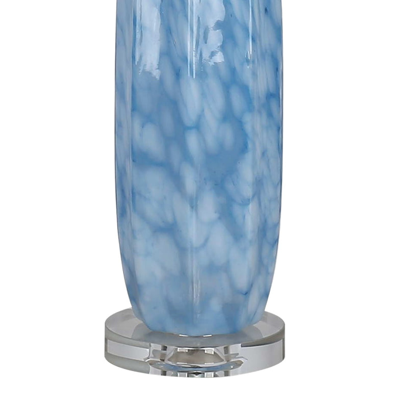 Classy Living Azure Drift 30in Table Lamp Set of 2 | Transitional Blue and White Art Glass with Clear Crystal | Living Room & Bedroom | Model ECL3290