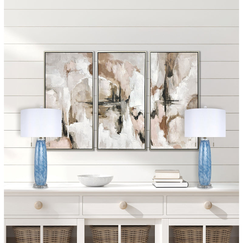Classy Living Azure Drift 30in Table Lamp Set of 2 | Transitional Blue and White Art Glass with Clear Crystal | Living Room & Bedroom | Model ECL3290