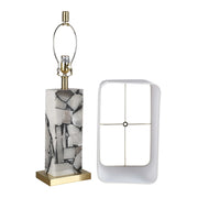 Classy Living Alabaster Mosaic 26in Table Lamp Set of 2 | Modern Natural Alabaster with Soft Gold Metal | Living Room Console | Model ECL3292