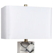 Classy Living Alabaster Mosaic 26in Table Lamp Set of 2 | Modern Natural Alabaster with Soft Gold Metal | Living Room Console | Model ECL3292