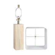 Classy Living Luminous Alabaster 28in Table Lamp Set of 2 | Modern Natural Stone and White Linen | Bedroom Nightstand & Console | Model ECL3294