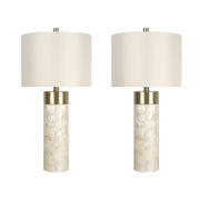 Classy Living Luminous Shell 28in Table Lamp Set of 2 | Coastal Natural Shell and Soft Gold Metal | Bedroom Nightstand & Console | Model ECL3296
