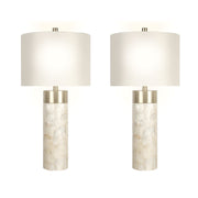 Classy Living Luminous Shell 28in Table Lamp Set of 2 | Coastal Natural Shell and Soft Gold Metal | Bedroom Nightstand & Console | Model ECL3296