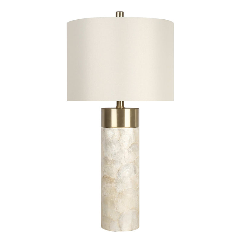 Classy Living Luminous Shell 28in Table Lamp Set of 2 | Coastal Natural Shell and Soft Gold Metal | Bedroom Nightstand & Console | Model ECL3296