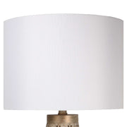 Classy Living Celestial Carve 28in Table Lamp Set of 2 | Contemporary Distressed Tan and White Metal | Bedroom Nightstand & Living | Model ECL3298