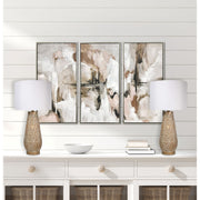 Classy Living Celestial Carve 28in Table Lamp Set of 2 | Contemporary Distressed Tan and White Metal | Bedroom Nightstand & Living | Model ECL3298