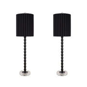 Classy Living Obsidian Elegance 32in Table Lamp Set of 2 | Modern Black Metal and Clear Crystal | Console Table & Dining Buffet | Model ECL3300