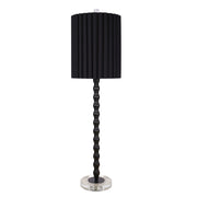 Classy Living Obsidian Elegance 32in Table Lamp Set of 2 | Modern Black Metal and Clear Crystal | Console Table & Dining Buffet | Model ECL3300