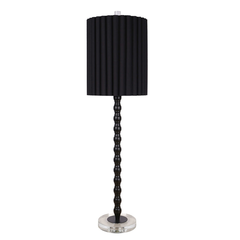 Classy Living Obsidian Elegance 32in Table Lamp Set of 2 | Modern Black Metal and Clear Crystal | Console Table & Dining Buffet | Model ECL3300