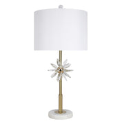 Classy Living Crystal Bloom 28in Table Lamp Set of 2 | Contemporary Soft Gold Metal and White Linen | Bedroom & Living Room | Model ECL3302