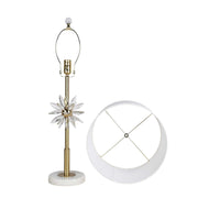 Classy Living Crystal Bloom 28in Table Lamp Set of 2 | Contemporary Soft Gold Metal and White Linen | Bedroom & Living Room | Model ECL3302
