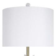Classy Living Crystal Bloom 28in Table Lamp Set of 2 | Contemporary Soft Gold Metal and White Linen | Bedroom & Living Room | Model ECL3302