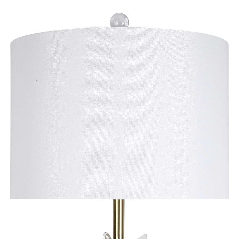 Classy Living Crystal Bloom 28in Table Lamp Set of 2 | Contemporary Soft Gold Metal and White Linen | Bedroom & Living Room | Model ECL3302