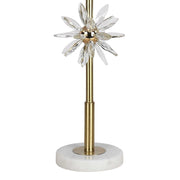 Classy Living Crystal Bloom 28in Table Lamp Set of 2 | Contemporary Soft Gold Metal and White Linen | Bedroom & Living Room | Model ECL3302