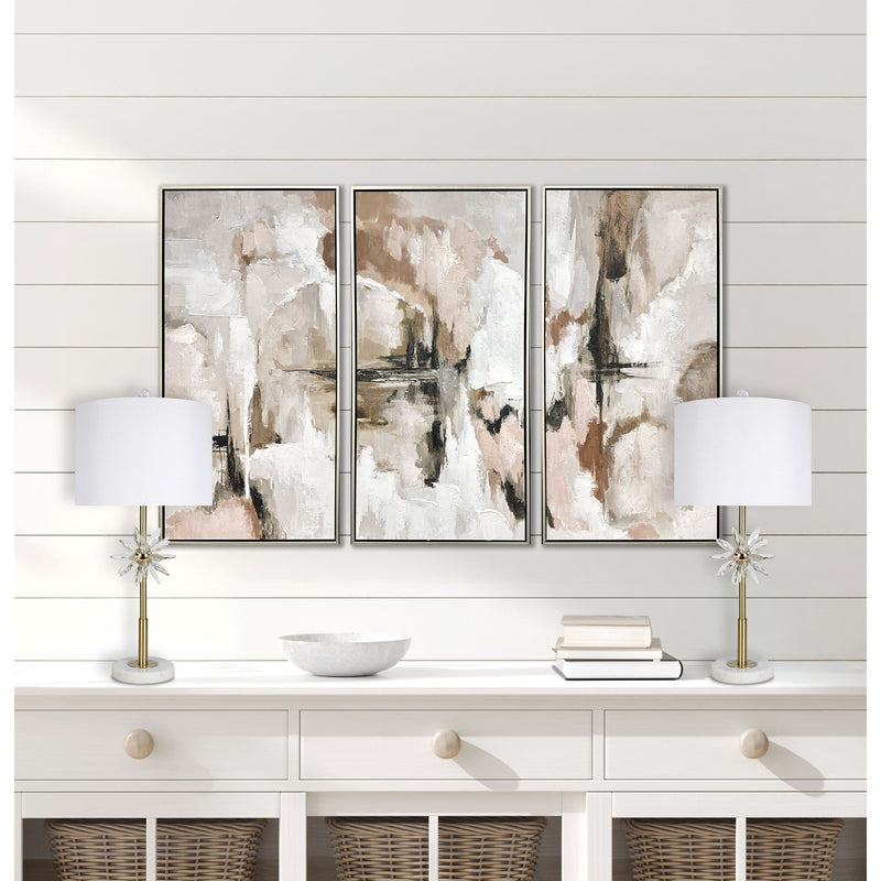 Classy Living Crystal Bloom 28in Table Lamp Set of 2 | Contemporary Soft Gold Metal and White Linen | Bedroom & Living Room | Model ECL3302