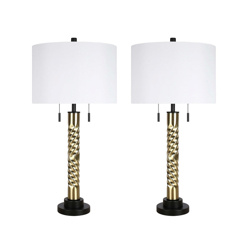 Classy Living Twist Elegance 31in Table Lamp Set of 2 | Modern Soft Black and Soft Gold Metal | Bedroom & Living Room | Model ECL3304