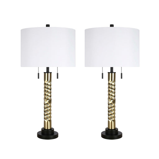 Classy Living Twist Elegance 31in Table Lamp Set of 2 | Modern Soft Black and Soft Gold Metal | Bedroom & Living Room | Model ECL3304