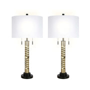 Classy Living Twist Elegance 31in Table Lamp Set of 2 | Modern Soft Black and Soft Gold Metal | Bedroom & Living Room | Model ECL3304