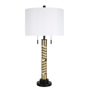Classy Living Twist Elegance 31in Table Lamp Set of 2 | Modern Soft Black and Soft Gold Metal | Bedroom & Living Room | Model ECL3304