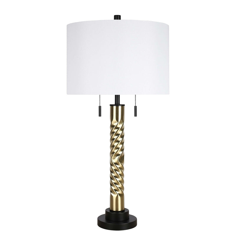 Classy Living Twist Elegance 31in Table Lamp Set of 2 | Modern Soft Black and Soft Gold Metal | Bedroom & Living Room | Model ECL3304