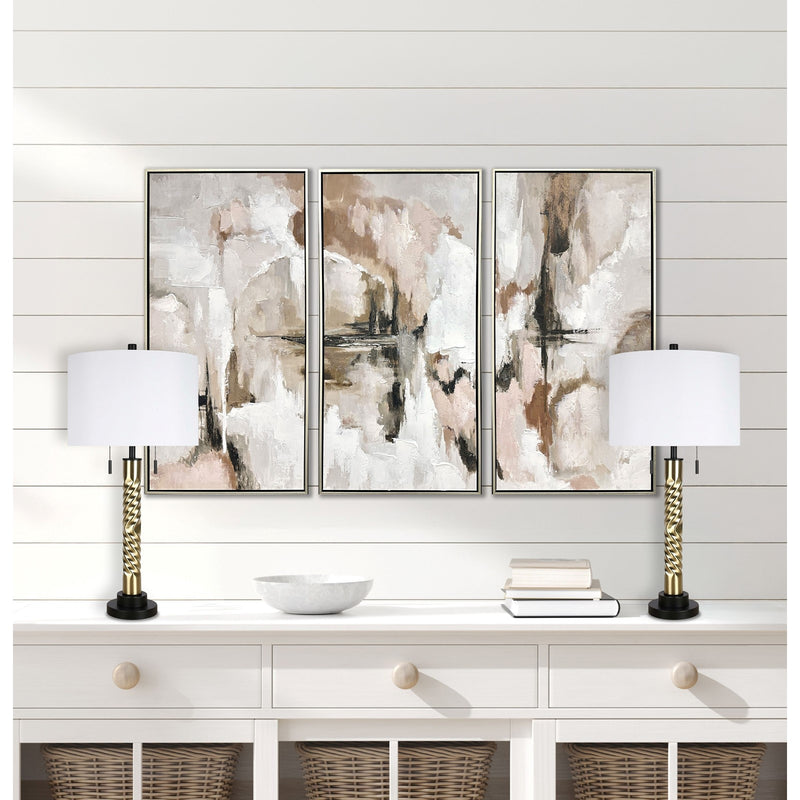 Classy Living Twist Elegance 31in Table Lamp Set of 2 | Modern Soft Black and Soft Gold Metal | Bedroom & Living Room | Model ECL3304