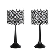 Classy Living Crystal Lattice Radiance 24in Table Lamp Set of 2 | Contemporary Black Metal and Clear Crystal | Bedroom & Living Room | Model ECL3306