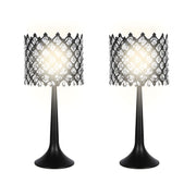 Classy Living Crystal Lattice Radiance 24in Table Lamp Set of 2 | Contemporary Black Metal and Clear Crystal | Bedroom & Living Room | Model ECL3306