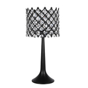 Classy Living Crystal Lattice Radiance 24in Table Lamp Set of 2 | Contemporary Black Metal and Clear Crystal | Bedroom & Living Room | Model ECL3306