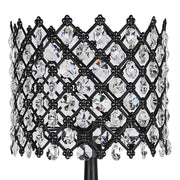 Classy Living Crystal Lattice Radiance 24in Table Lamp Set of 2 | Contemporary Black Metal and Clear Crystal | Bedroom & Living Room | Model ECL3306
