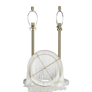 Classy Living Tassel Elegance 30in Table Lamp Set of 2 | Modern Soft Gold Metal and White Tassel Shade | Bedroom & Living Room | Model ECL3308
