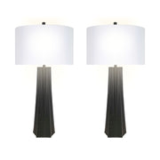 Classy Living Obsidian Glow 31in 1-Light Table Lamp Set of 2 | Modern Matte Black and White Linen | Bedroom & Living Room | Model ECL3310