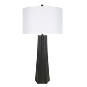Classy Living Obsidian Glow 31in 1-Light Table Lamp Set of 2 | Modern Matte Black and White Linen | Bedroom & Living Room | Model ECL3310