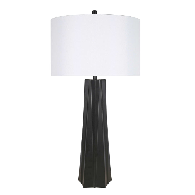 Classy Living Obsidian Glow 31in 1-Light Table Lamp Set of 2 | Modern Matte Black and White Linen | Bedroom & Living Room | Model ECL3310
