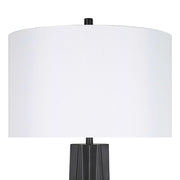 Classy Living Obsidian Glow 31in 1-Light Table Lamp Set of 2 | Modern Matte Black and White Linen | Bedroom & Living Room | Model ECL3310
