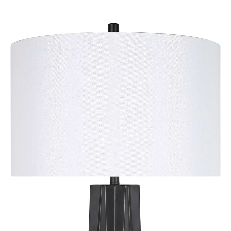 Classy Living Obsidian Glow 31in 1-Light Table Lamp Set of 2 | Modern Matte Black and White Linen | Bedroom & Living Room | Model ECL3310