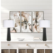 Classy Living Obsidian Glow 31in 1-Light Table Lamp Set of 2 | Modern Matte Black and White Linen | Bedroom & Living Room | Model ECL3310