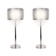Classy Living Crystal Elegance 28in 1-Light Table Lamp Set of 2 | Glam Polished Nickel and Clear Crystal | Bedroom & Living Room | Model ECL3312