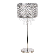 Classy Living Crystal Elegance 28in 1-Light Table Lamp Set of 2 | Glam Polished Nickel and Clear Crystal | Bedroom & Living Room | Model ECL3312