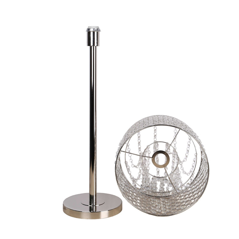 Classy Living Crystal Elegance 28in 1-Light Table Lamp Set of 2 | Glam Polished Nickel and Clear Crystal | Bedroom & Living Room | Model ECL3312