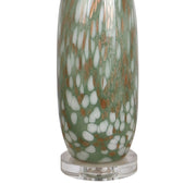 Classy Living Verdant Glow 29in 1-Light Table Lamp Set of 2 | Modern Green Art Glass and White Linen | Bedroom & Living Room | Model ECL3314