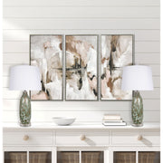 Classy Living Verdant Glow 29in 1-Light Table Lamp Set of 2 | Modern Green Art Glass and White Linen | Bedroom & Living Room | Model ECL3314