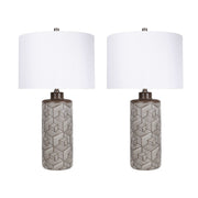 Classy Living Geometric Harmony 28in 1-Light Table Lamp Set of 2 | Modern Brown and White Ceramic | Bedroom & Living Room | Model ECL3316