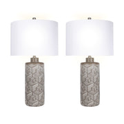 Classy Living Geometric Harmony 28in 1-Light Table Lamp Set of 2 | Modern Brown and White Ceramic | Bedroom & Living Room | Model ECL3316